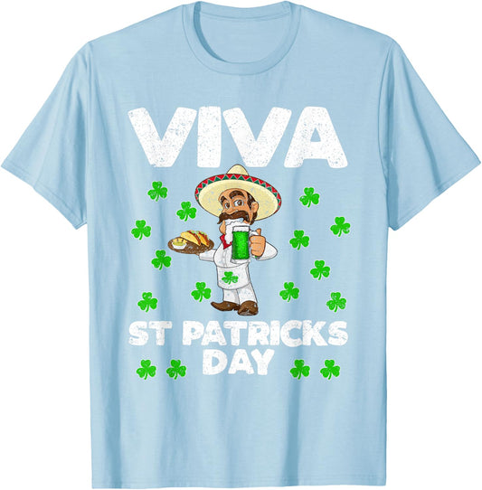 Viva St Patrick's Day Mexican gift, Beer tequila tacos drink T-Shirt - T-Shirt | Light Blue