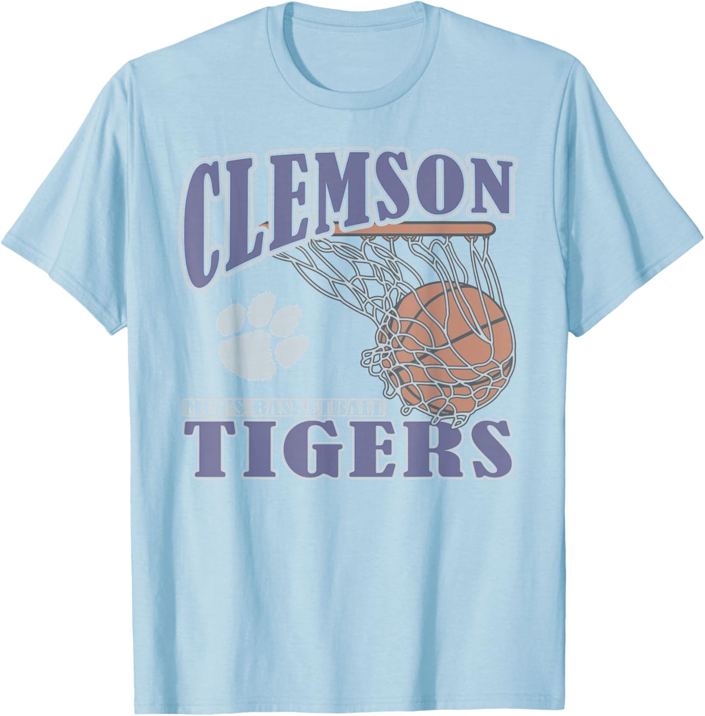 Clemson Tigers Basketball Vintage Lift Orange T-Shirt - T-Shirt | Light Blue
