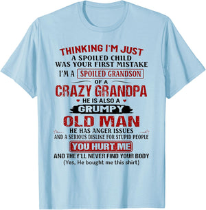 I'm A Spoiled Grandson of A Crazy Grandpa Shirt T-Shirt - T-Shirt | Light Blue