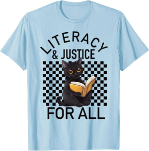 Literacy and Justice for all stop book Banning Banned Books T-Shirt - T-Shirt | Light Blue