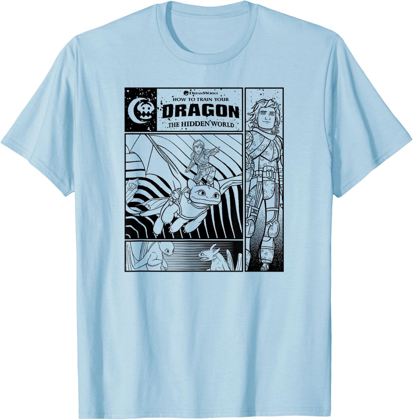 How to Train Your Dragon 3 Four Panel T-Shirt - T-Shirt | Light Blue