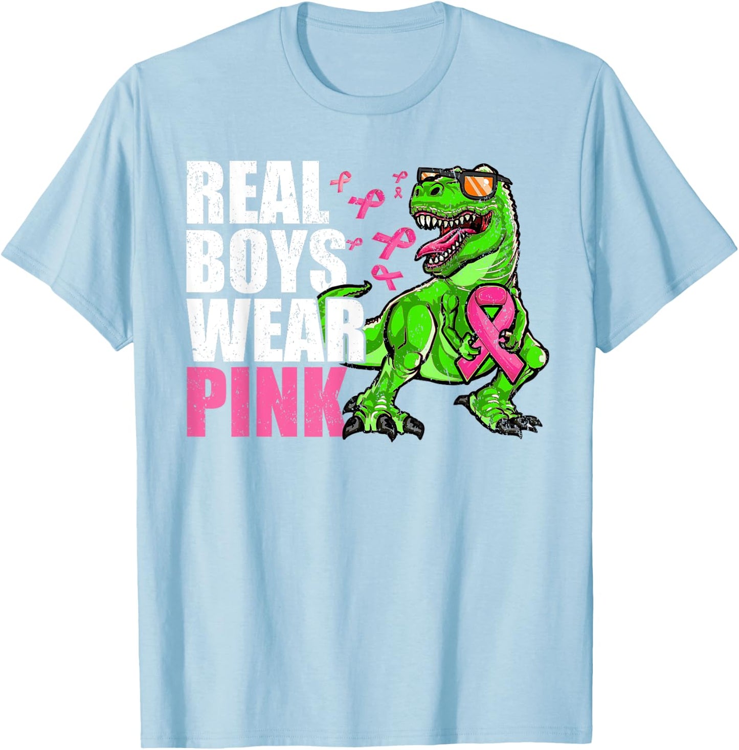 Breast Cancer Youths Toddlers, T Rex Breast Cancer Boys Kids T-Shirt - T-Shirt | Light Blue