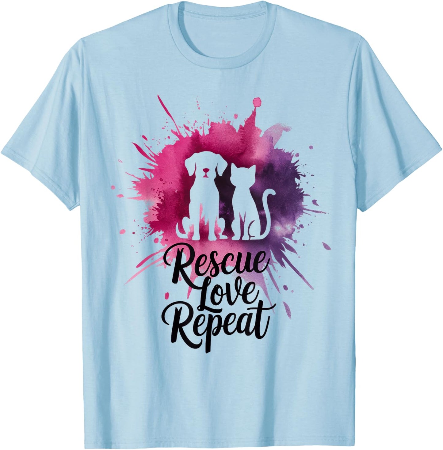 Rescue Love Repeat T-Shirt - T-Shirt | Light Blue