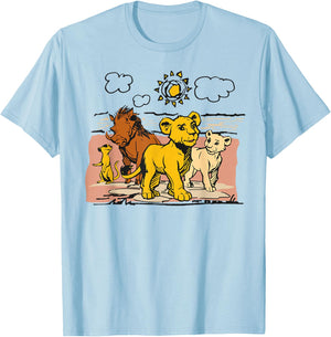 Disney The Lion King Live Action Sketched Group Portrait T-Shirt - T-Shirt | Light Blue