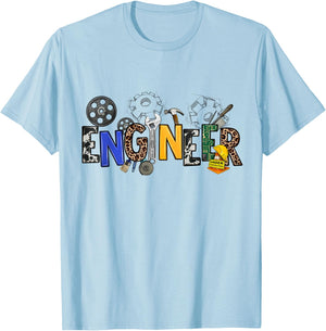 Cool Engineer Design With Engineering Tools and Gears T-Shirt - T-Shirt | Light Blue