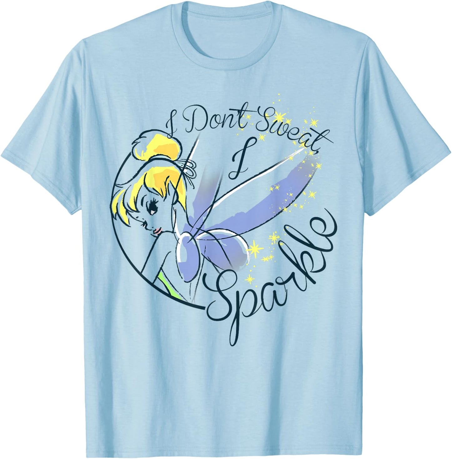 Disney Peter Pan Tinkerbell Sweat Sparkle Graphic T-Shirt - T-Shirt | Light Blue