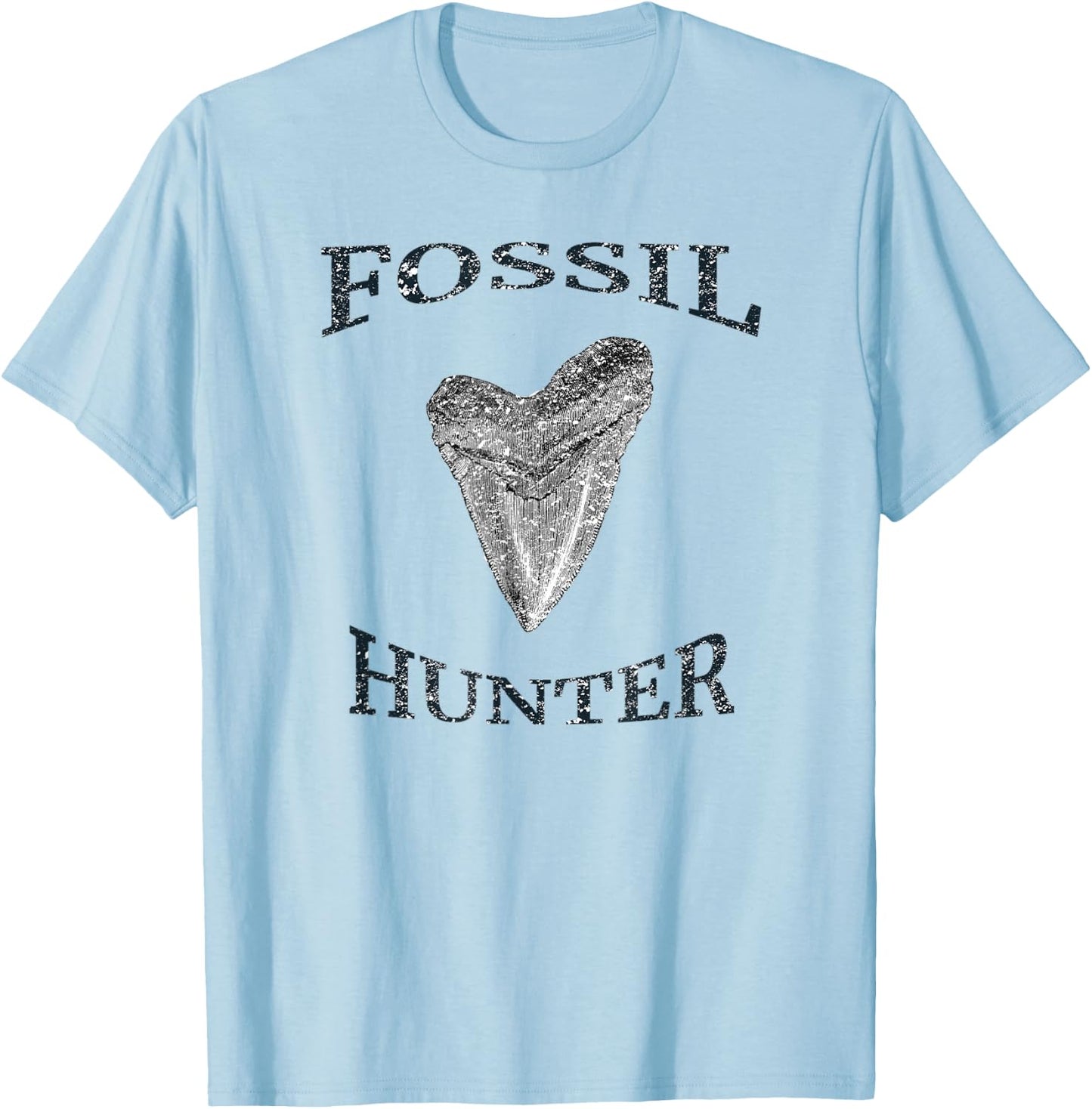Great Distressed Fossil Hunter Megalodon Tooth Enthusiast T-Shirt - T-Shirt | Light Blue