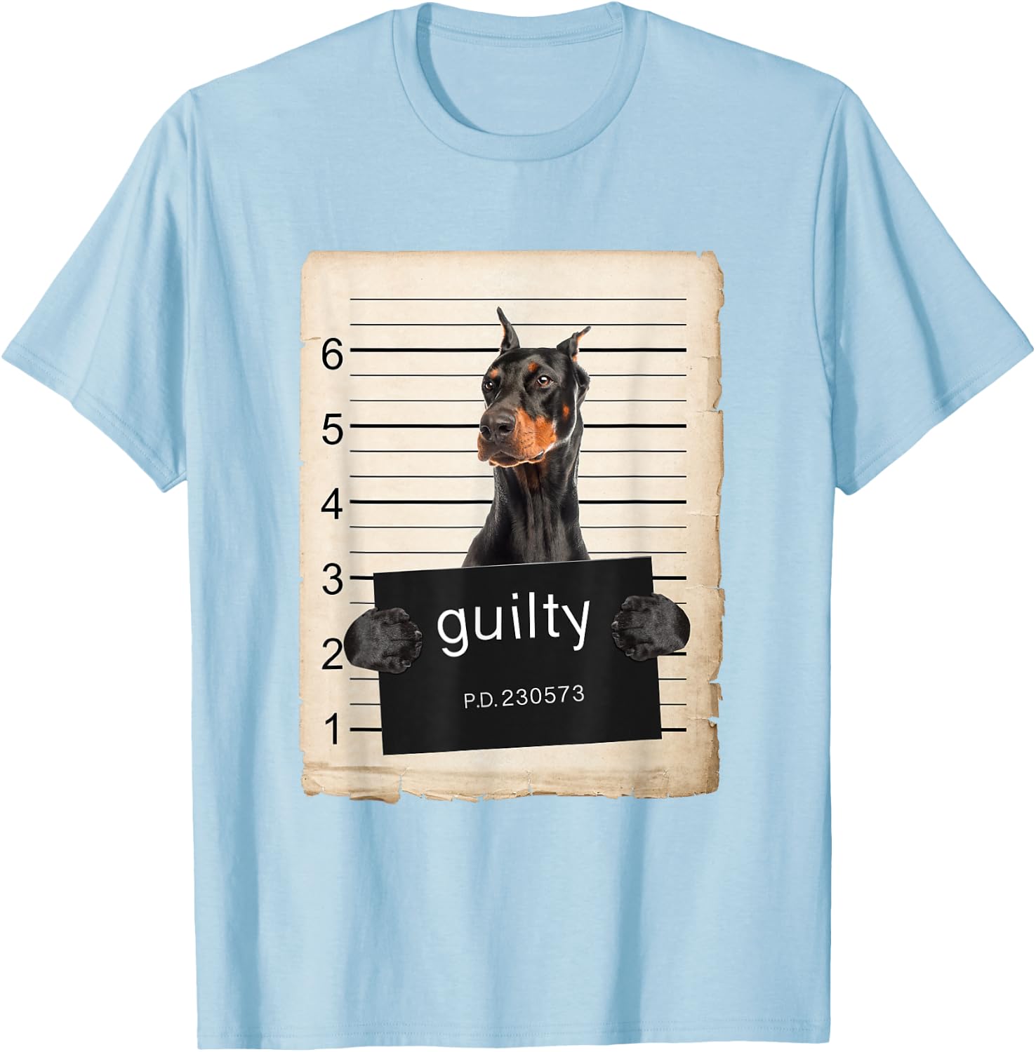 Doberman Pinscher Dog mug shot T-Shirt - T-Shirt | Light Blue