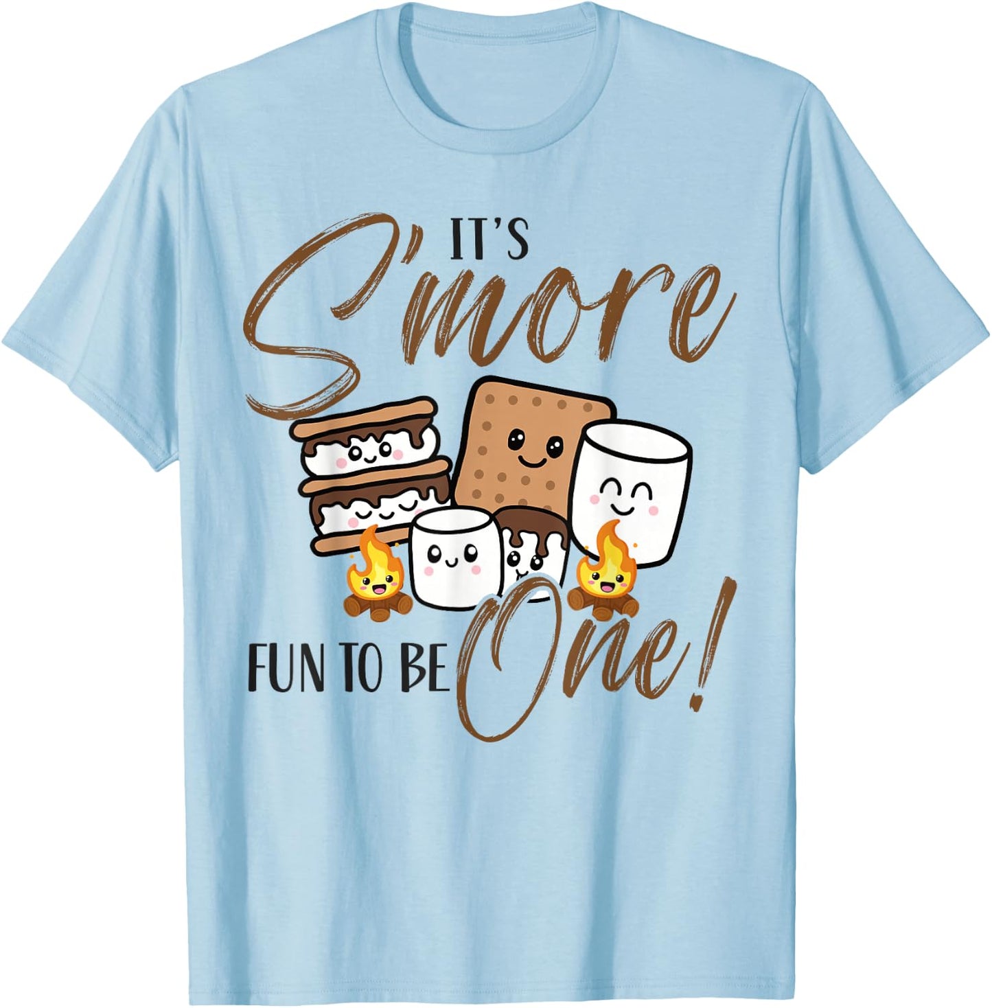 Birthday Campfire Marshmallow It's S'More Fun to Be 1st One T-Shirt - T-Shirt | Light Blue