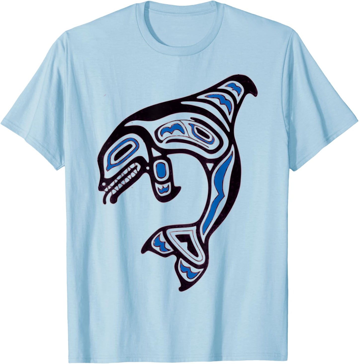 Pacific NW Orca Whale Native American Indian Art T-Shirt - T-Shirt | Light Blue