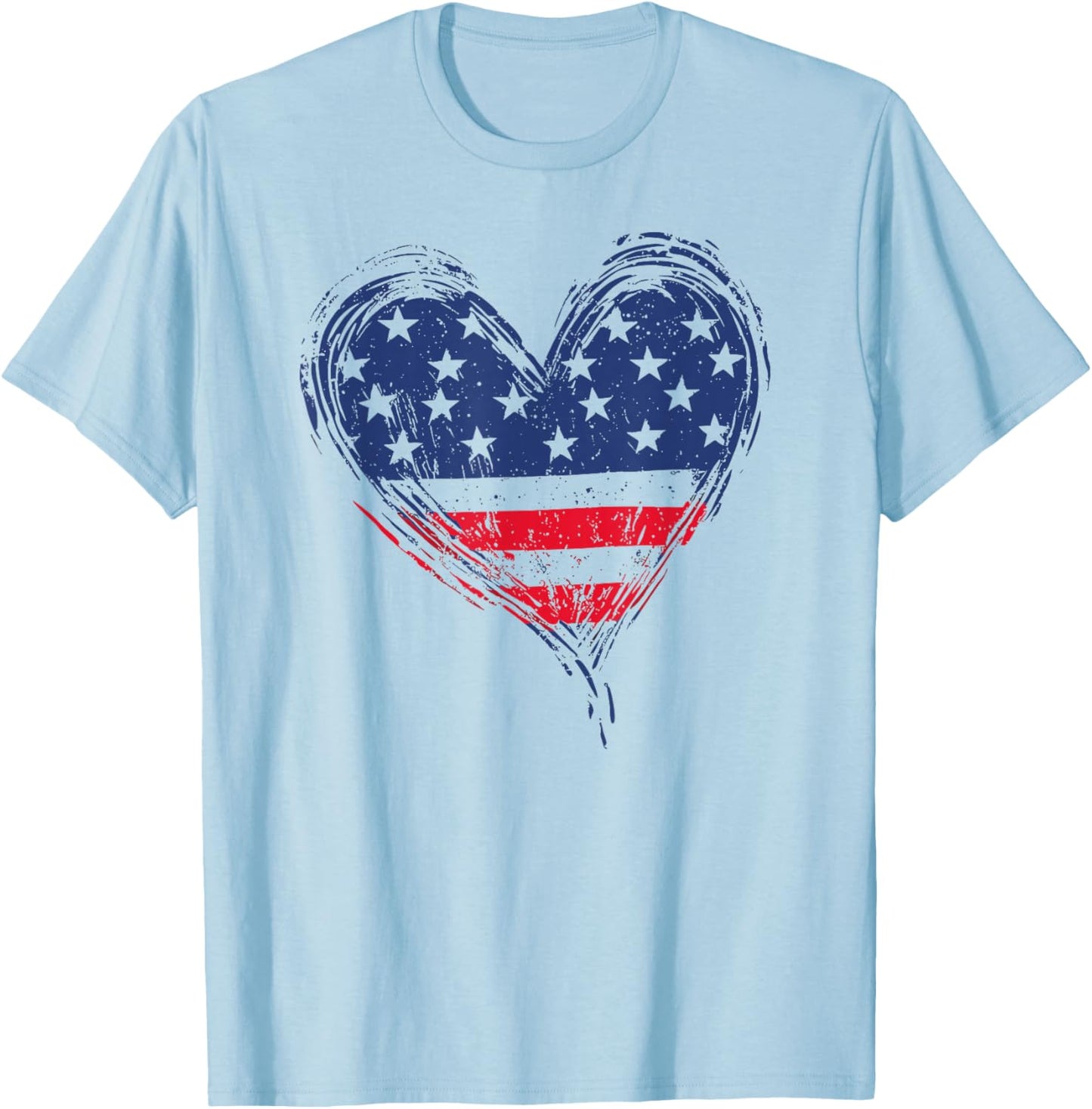 American Flag Heart Patriotic Stars And Stripes 4th of July T-Shirt - T-Shirt | Light Blue