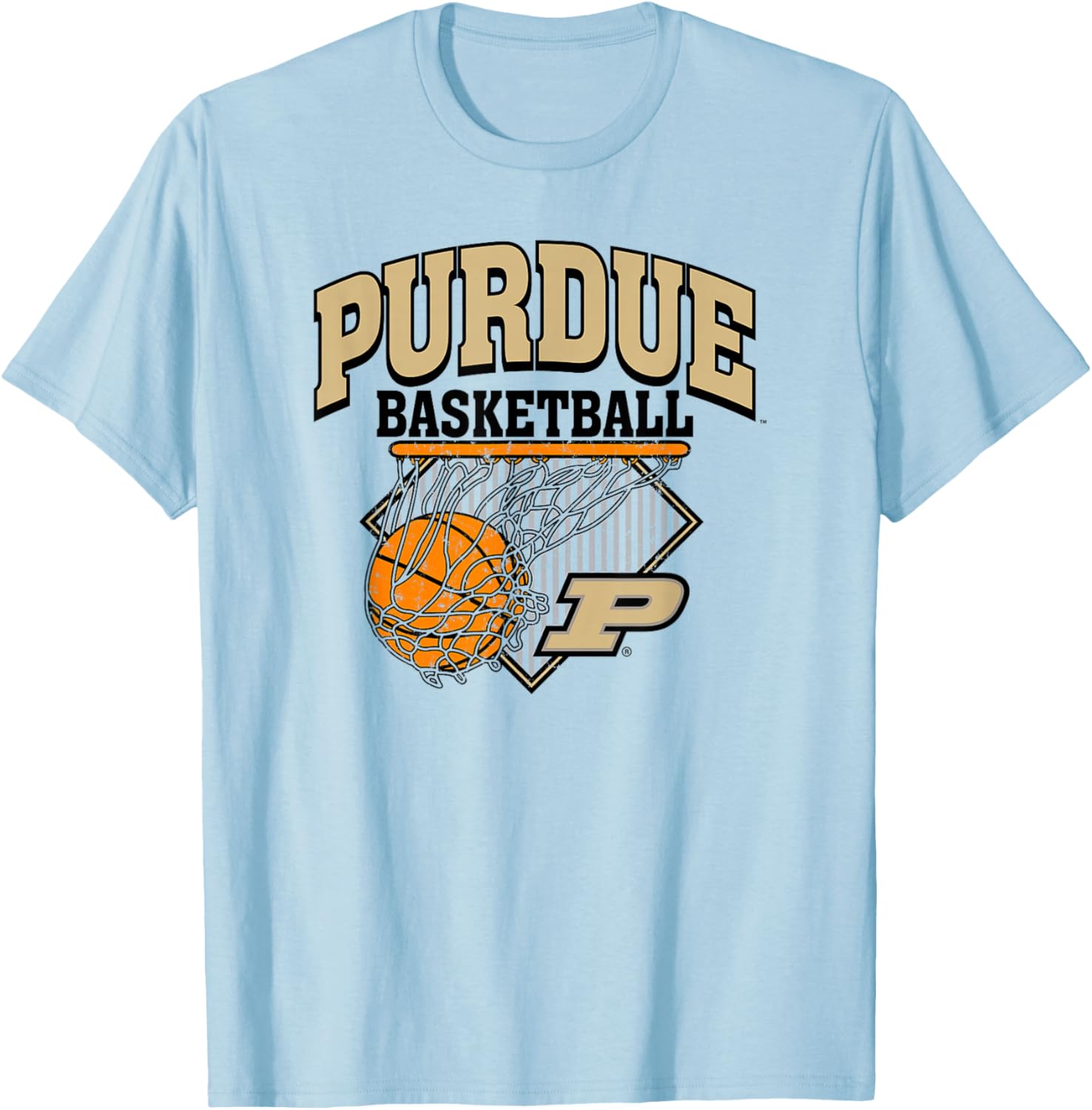 Purdue Boilermakers Basketball Vintage Pivot White T-Shirt - T-Shirt | Light Blue