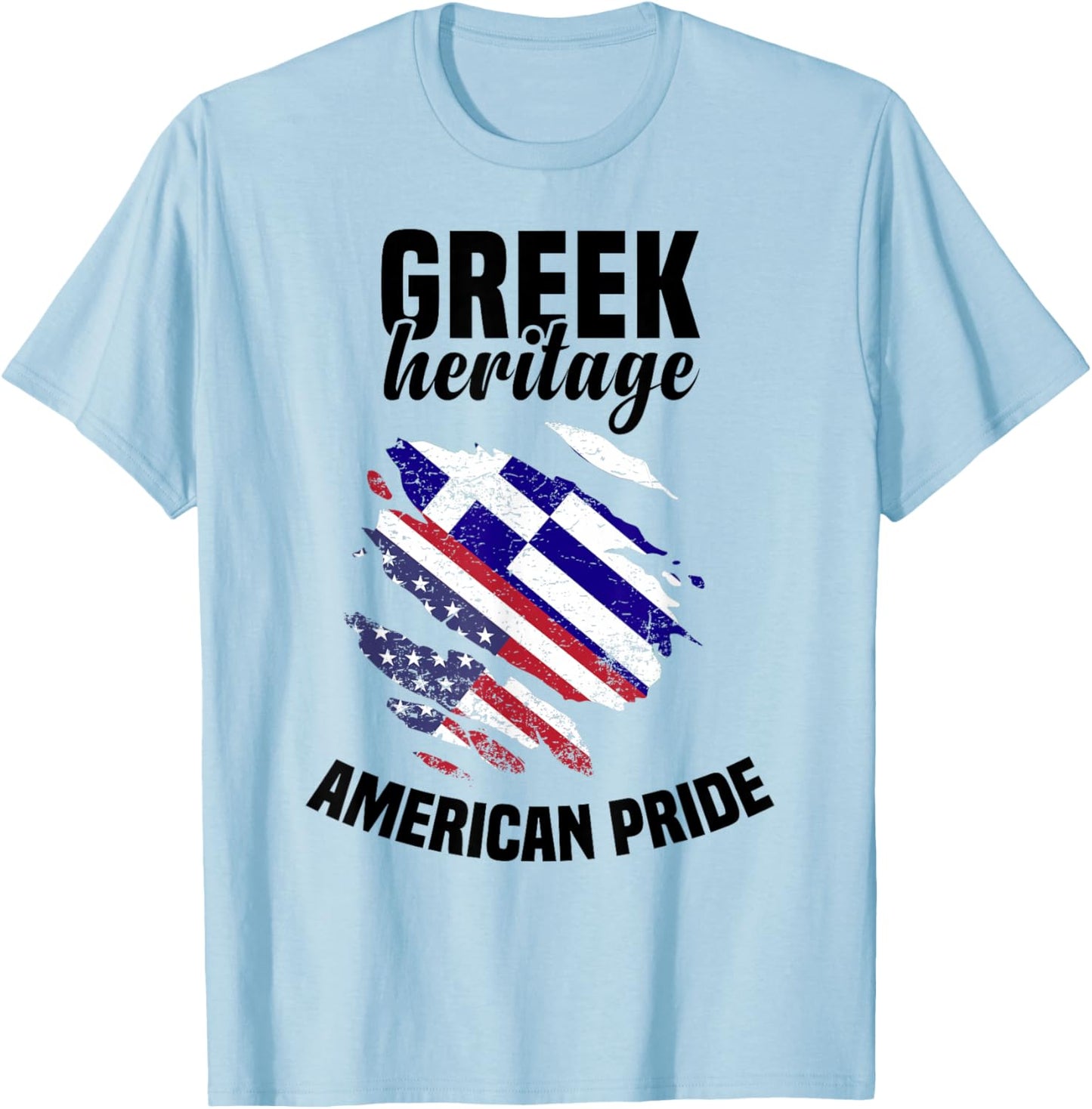 Greece Flag Outfit American Flags US Uniform Greek T-Shirt - T-Shirt | Light Blue
