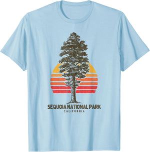 Sequoia National Park Retro Tree Minimalist Graphic Small T-Shirt - T-Shirt | Light Blue