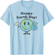 Happy Earth Day Cute Peace Sign Flower Distressed T-Shirt - T-Shirt | Light Blue