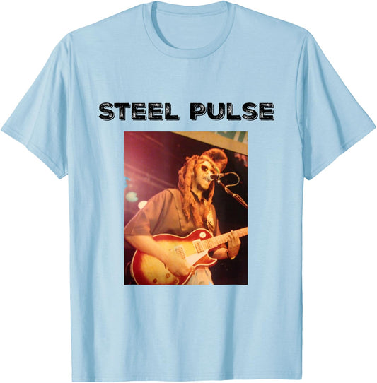 STEEL PULSE REGGAE CONCERT SHIRT David Hinds Guitar T-Shirt - T-Shirt | Light Blue