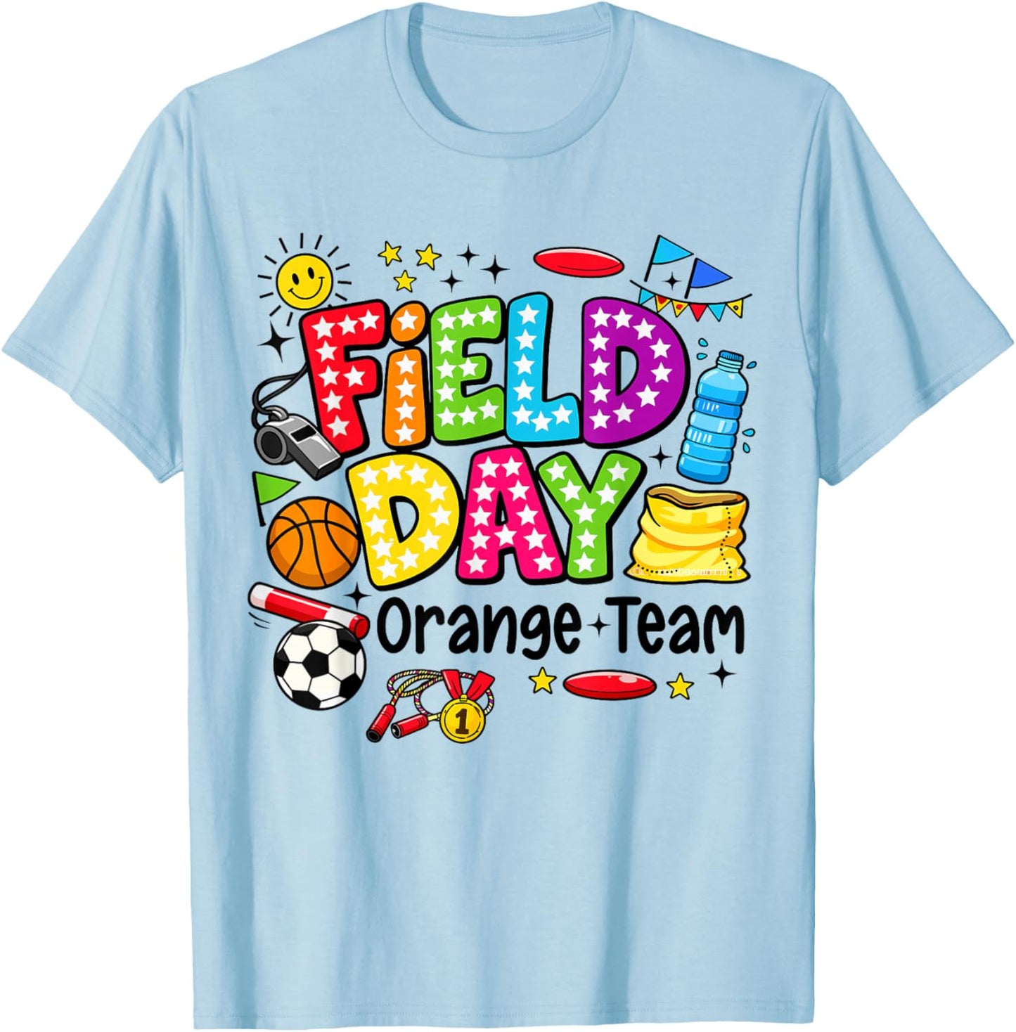 Field Day Orange Team Funny for Kids Teacher Field Day Games T-Shirt - T-Shirt | Light Blue