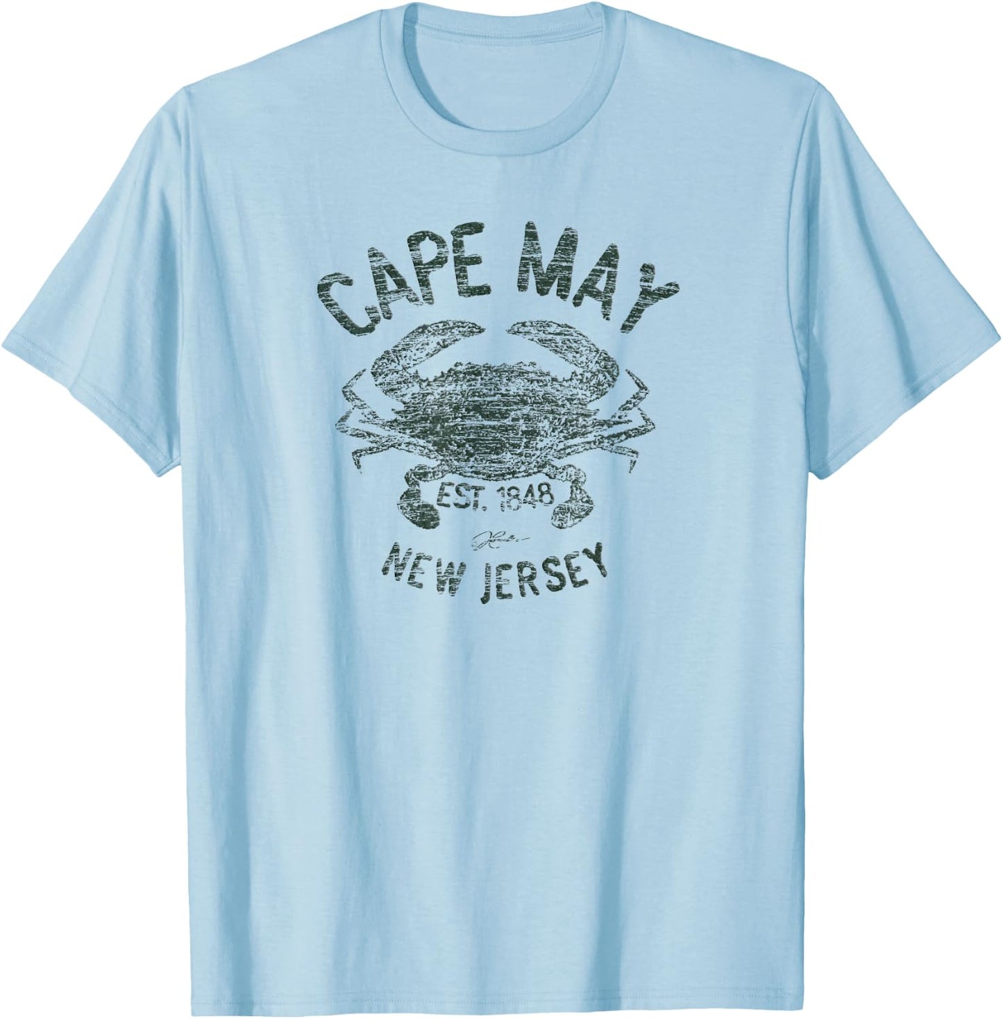 JCombs: Cape May, NJ, Est. 1848, Blue Crab T-Shirt - T-Shirt | Light Blue