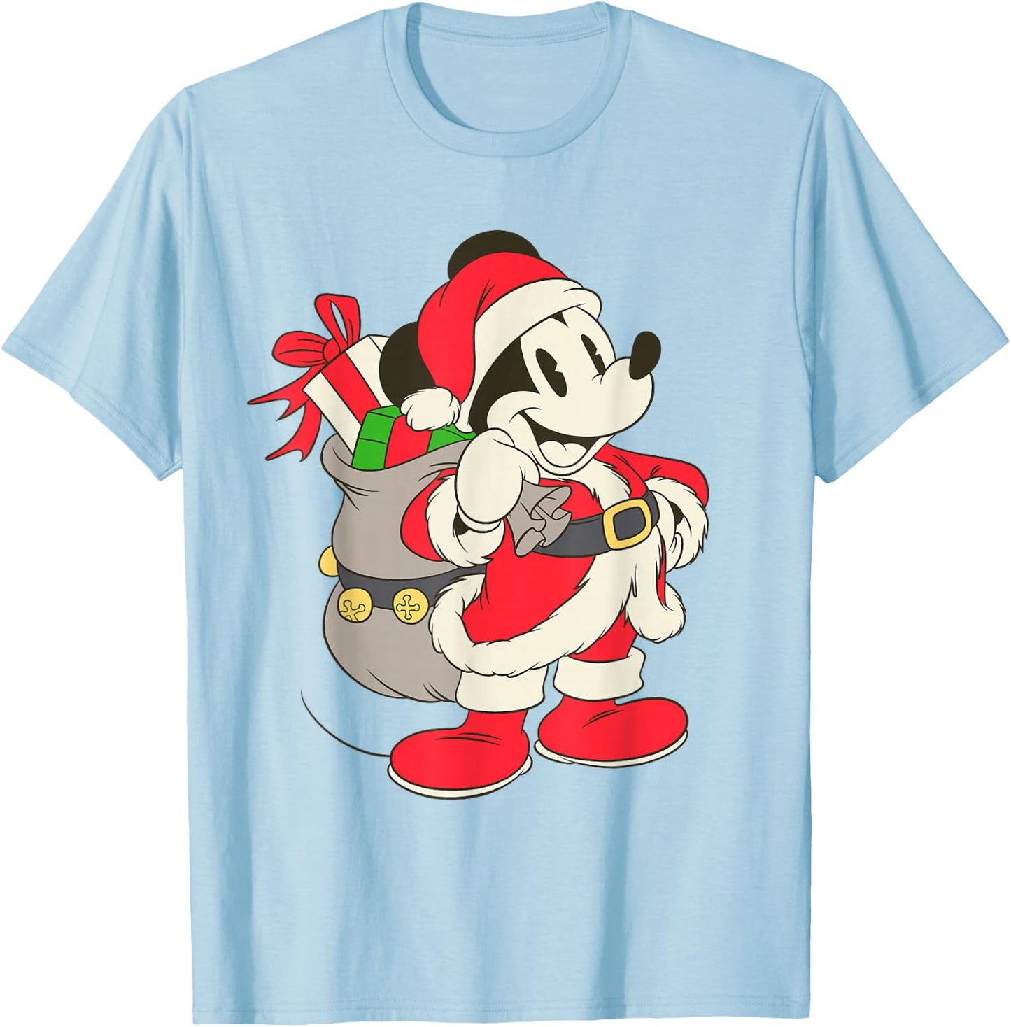 Disney Vintage Santa Mickey Mouse T-Shirt - T-Shirt | Light Blue