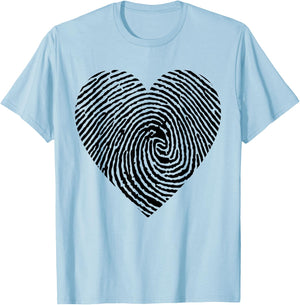 Heart Fingerprint Love Forensic Science Crime T-Shirt - T-Shirt | Light Blue