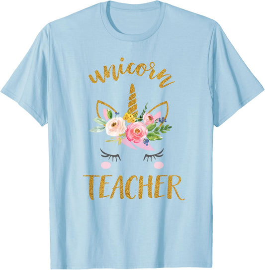 Unicorn Teacher Shirt, Teacher Appreciation Gift T-Shirt - T-Shirt | Light Blue