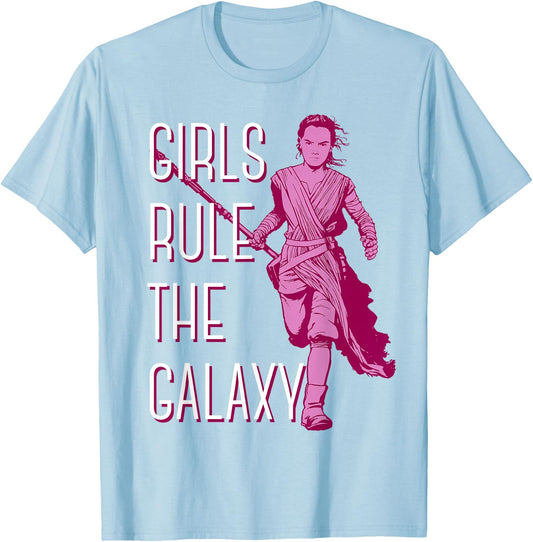 Star Wars Episode 7 Rey Girls Rule The Galaxy T-Shirt - T-Shirt | Light Blue