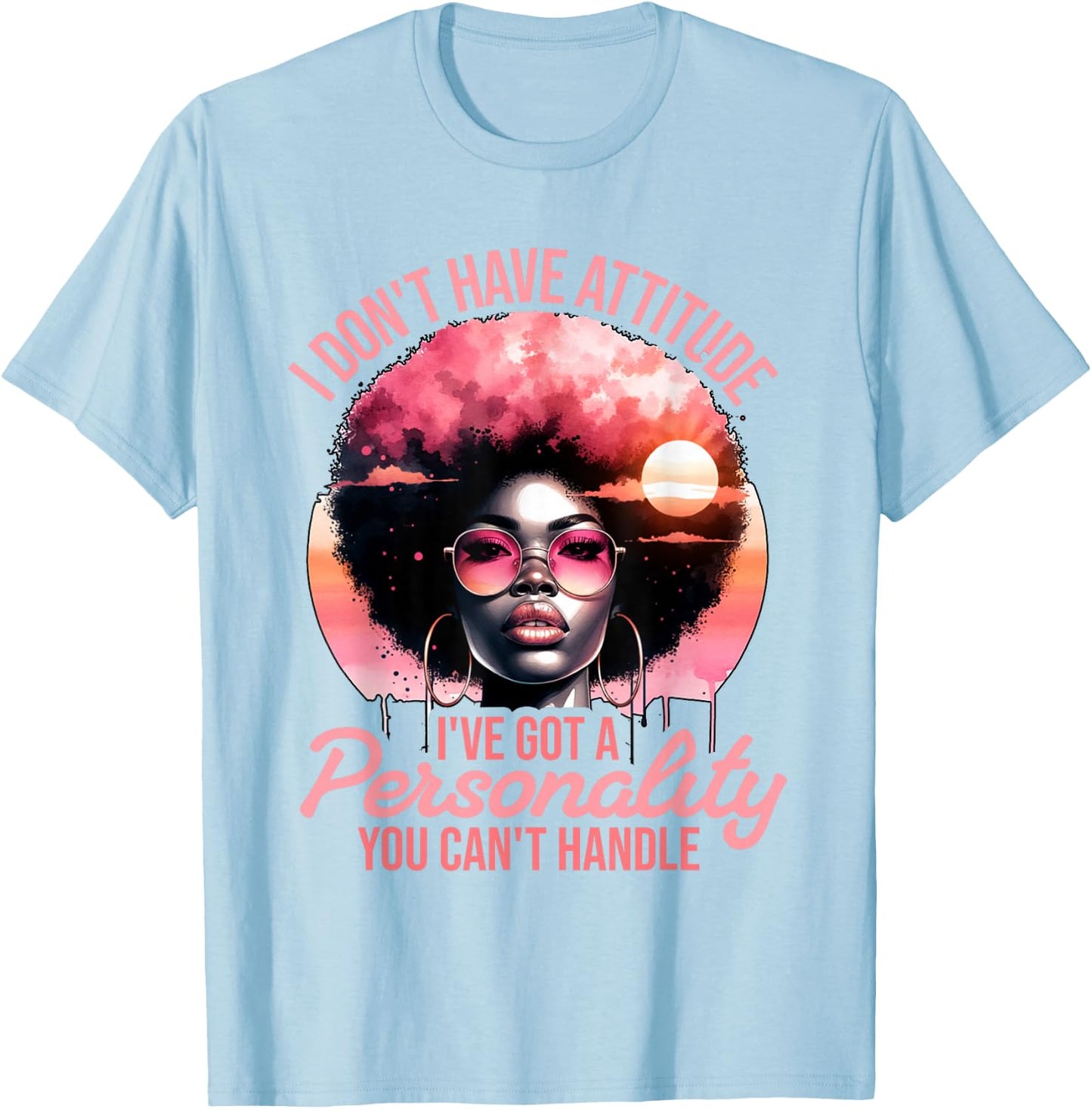 Afro Women Black Pride African American Girl Women Melanin T-Shirt - T-Shirt | Light Blue