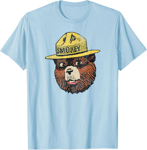 Smokey Bear Vintage Smokey Head T-Shirt - T-Shirt | Light Blue