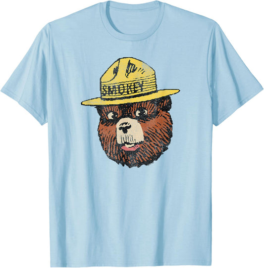 Smokey Bear Vintage Smokey Head T-Shirt - T-Shirt | Light Blue