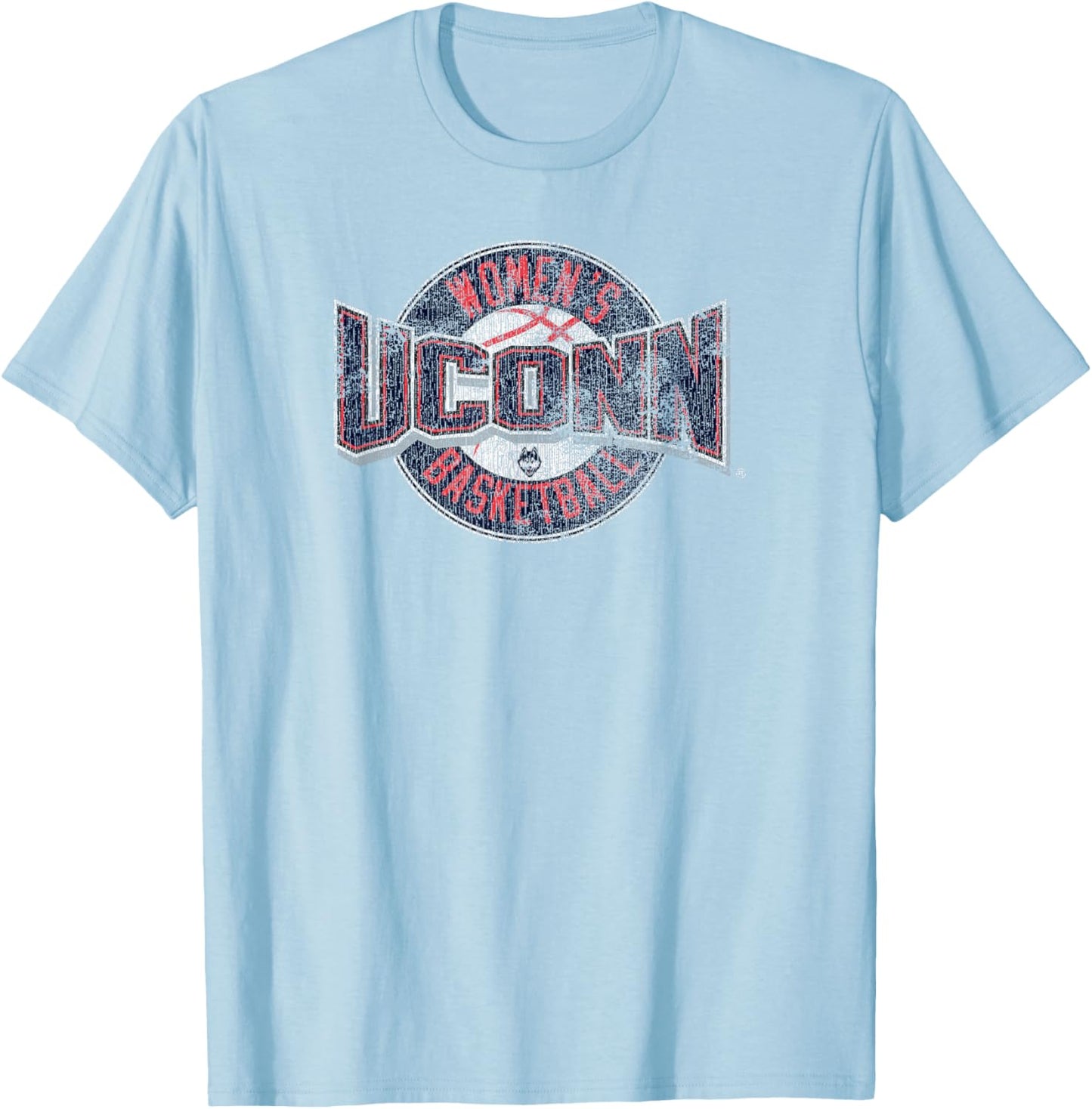 Connecticut Huskies Women's Basketball Distressed Gray T-Shirt - T-Shirt | Light Blue