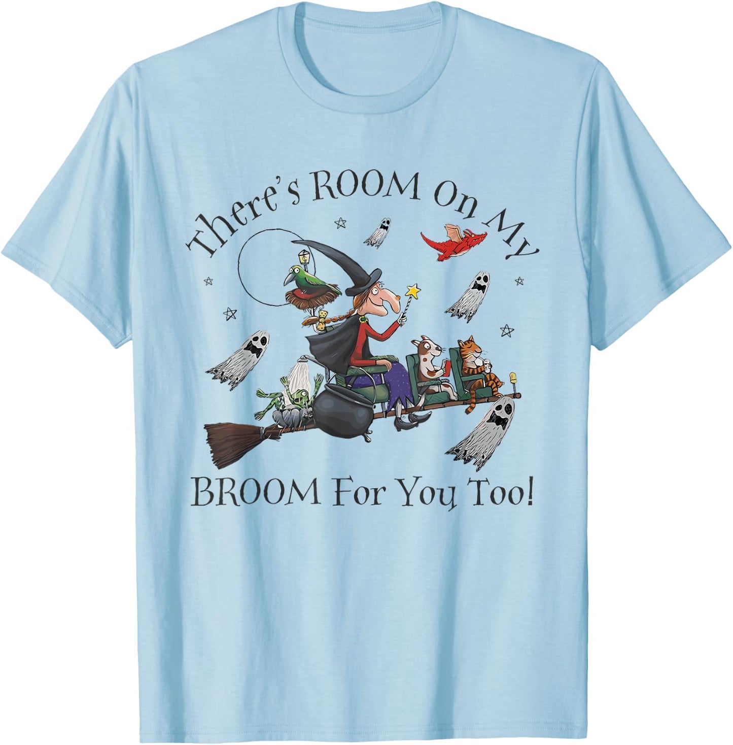 Halloween There's Room On My Broom For You Too Teacher T-Shirt - T-Shirt | Light Blue
