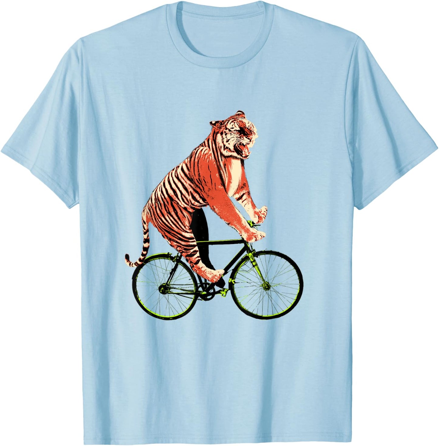 Tiger Riding Bicycle - Funny Tiger Gift a Cyclist T-Shirt - T-Shirt | Light Blue