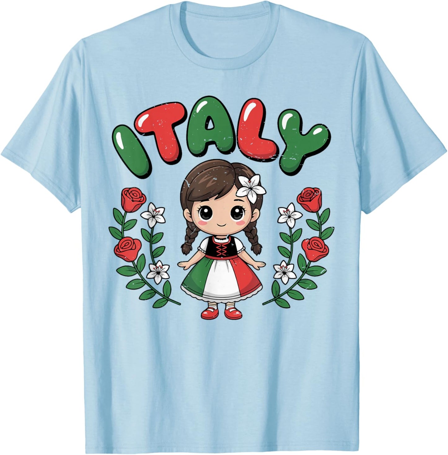 Toddler Girl Italian Flag Cute Italy Italia Kids Baby Women T-Shirt - T-Shirt | Light Blue