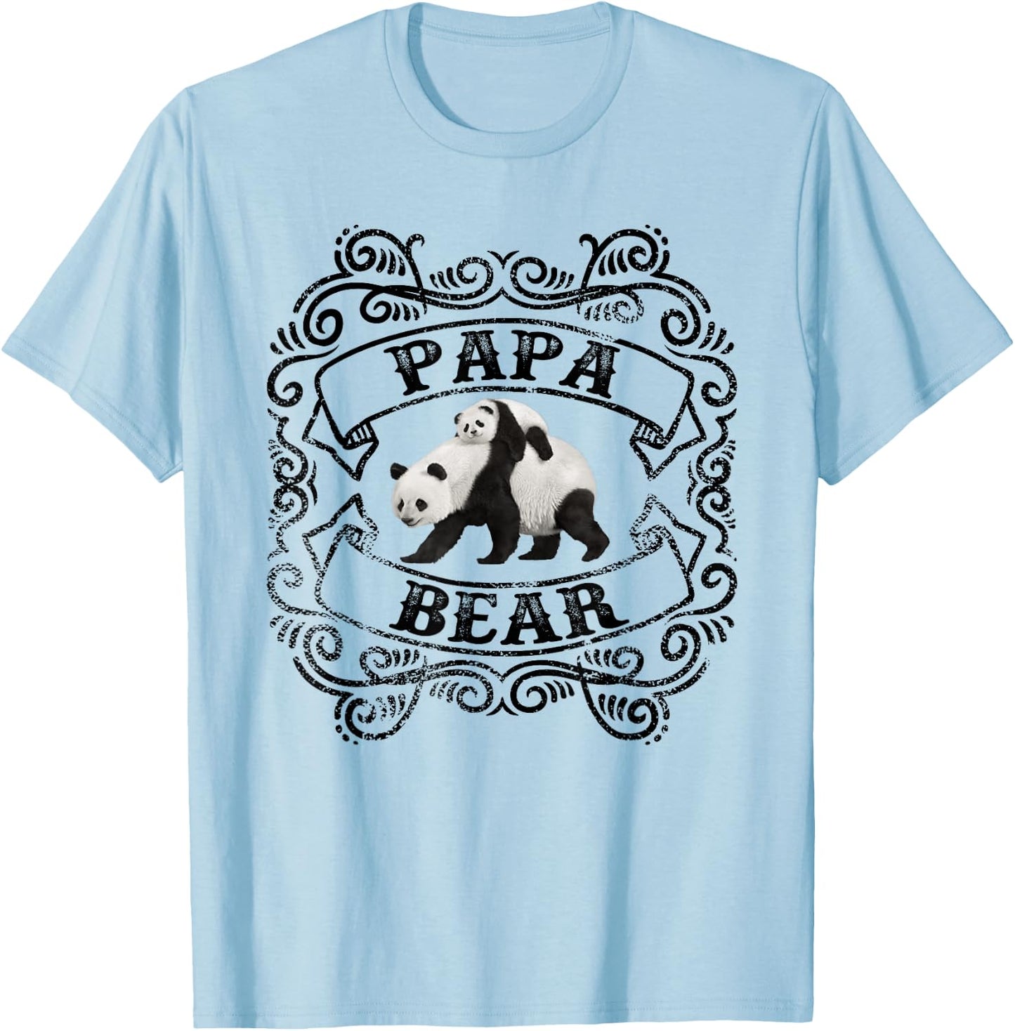 Cute Design Panda Papa Bear Dad T-Shirt - T-Shirt | Light Blue