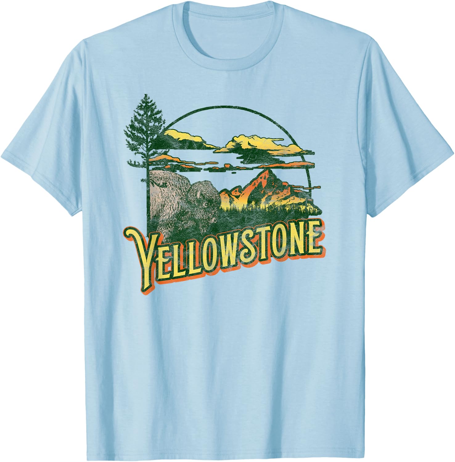 Vintage Yellowstone National Park Retro T-Shirt - T-Shirt | Light Blue