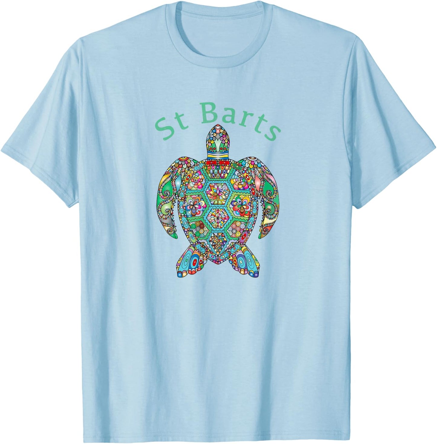 St Barts Tribal Turtle Gift T-Shirt - T-Shirt | Light Blue