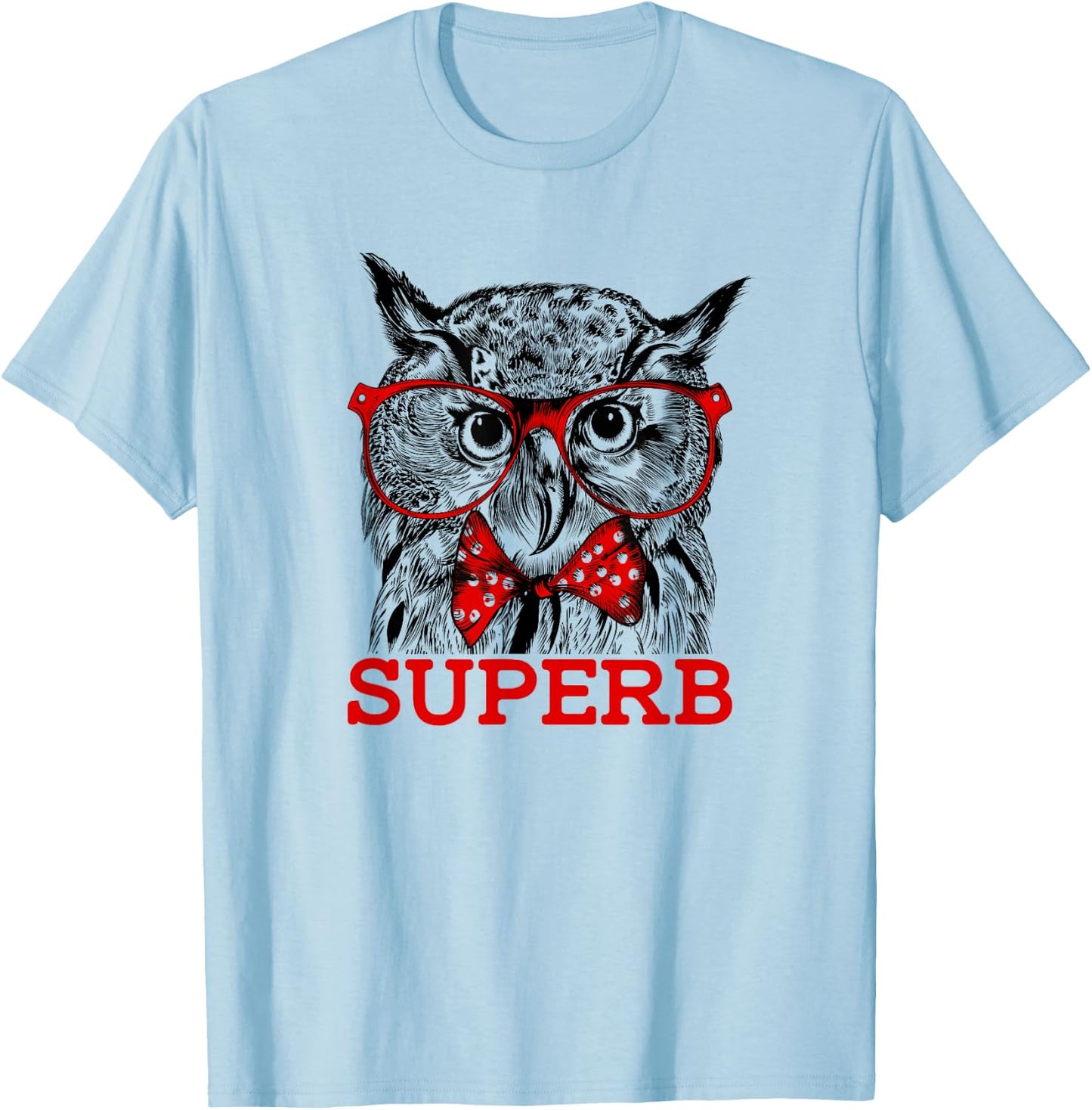 The Hipster Superb Owl Shirt - Owl Bird Shirt T-Shirt - T-Shirt | Light Blue