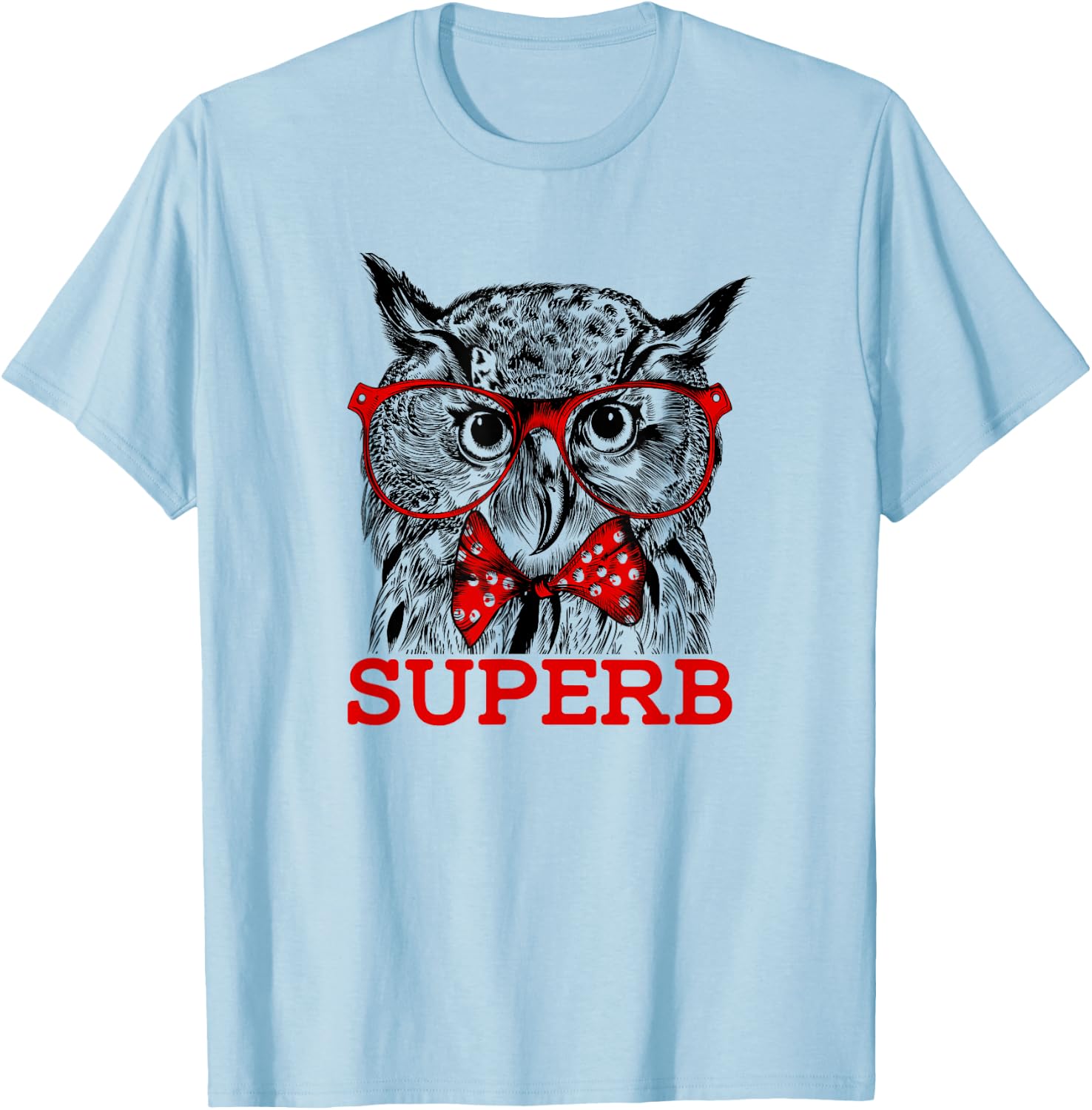 The Hipster Superb Owl Shirt - Owl Bird Shirt T-Shirt - T-Shirt | Light Blue