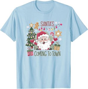 Santa's coming to town T-Shirt - T-Shirt | Light Blue