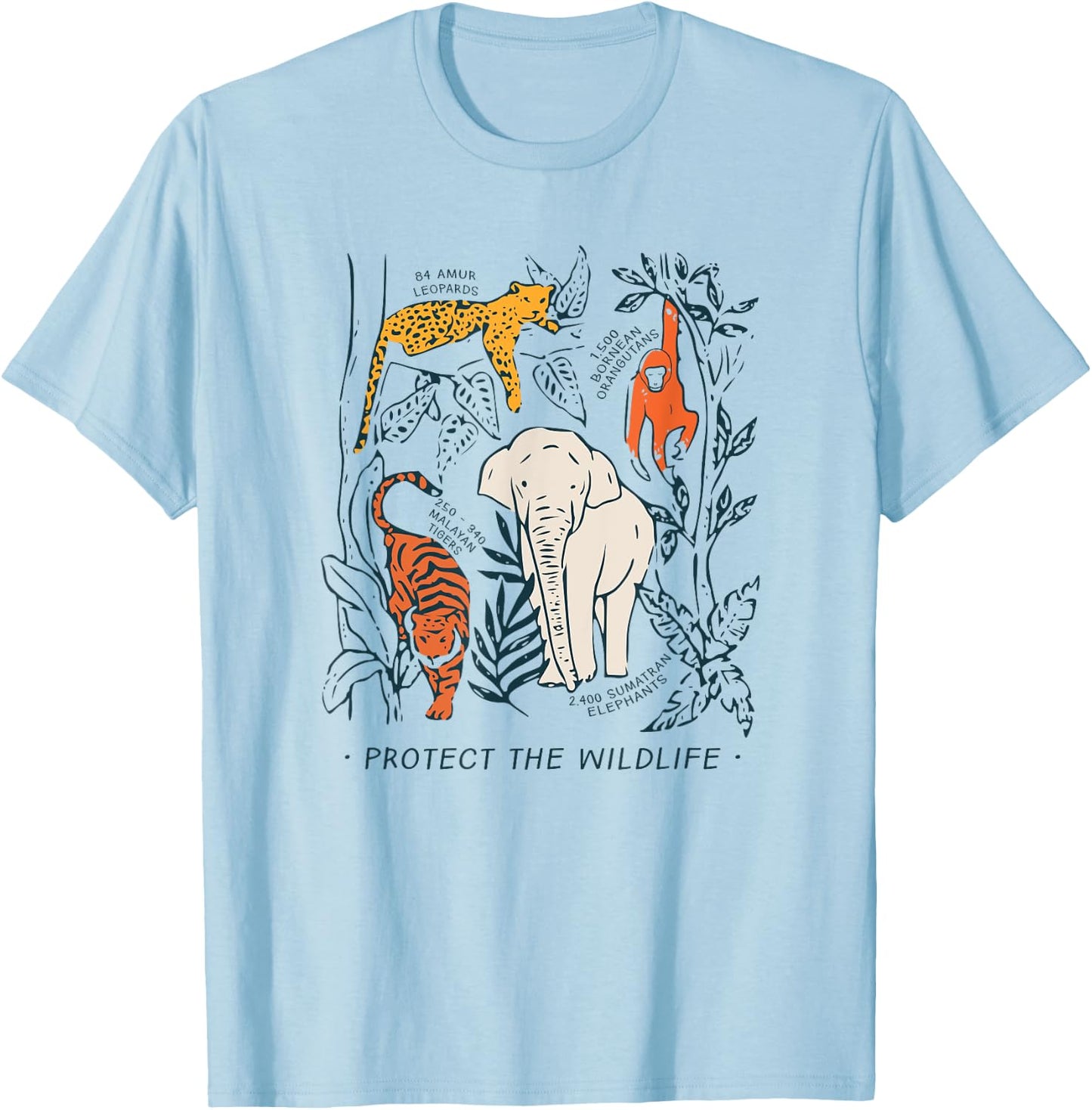 Protect The Wildlife Botanical Chart Shirt Endangered Animal T-Shirt - T-Shirt | Light Blue