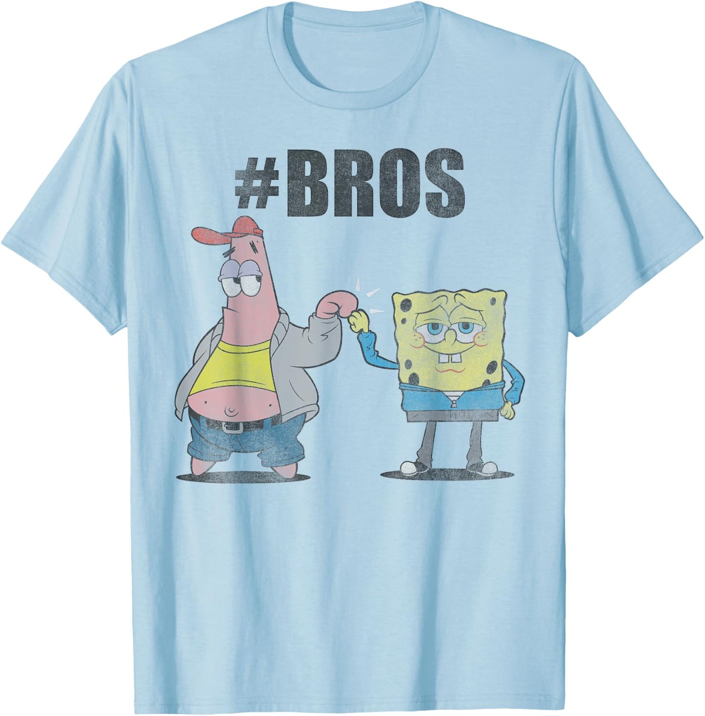 Spongebob Squarepants And Patrick Hashtag Bros Funny T-Shirt - T-Shirt | Light Blue