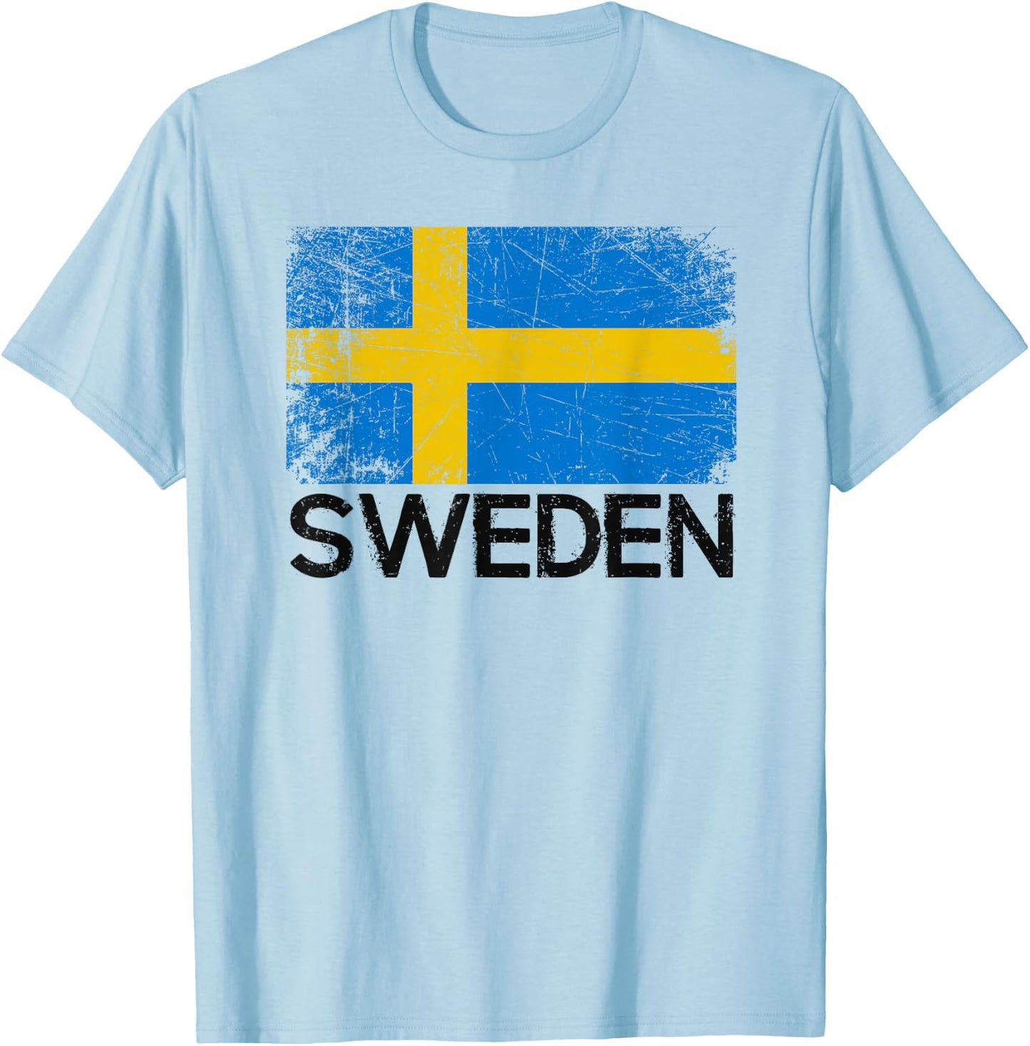 Swedish Flag | Vintage Made In Sweden Gift T-Shirt - T-Shirt | Light Blue