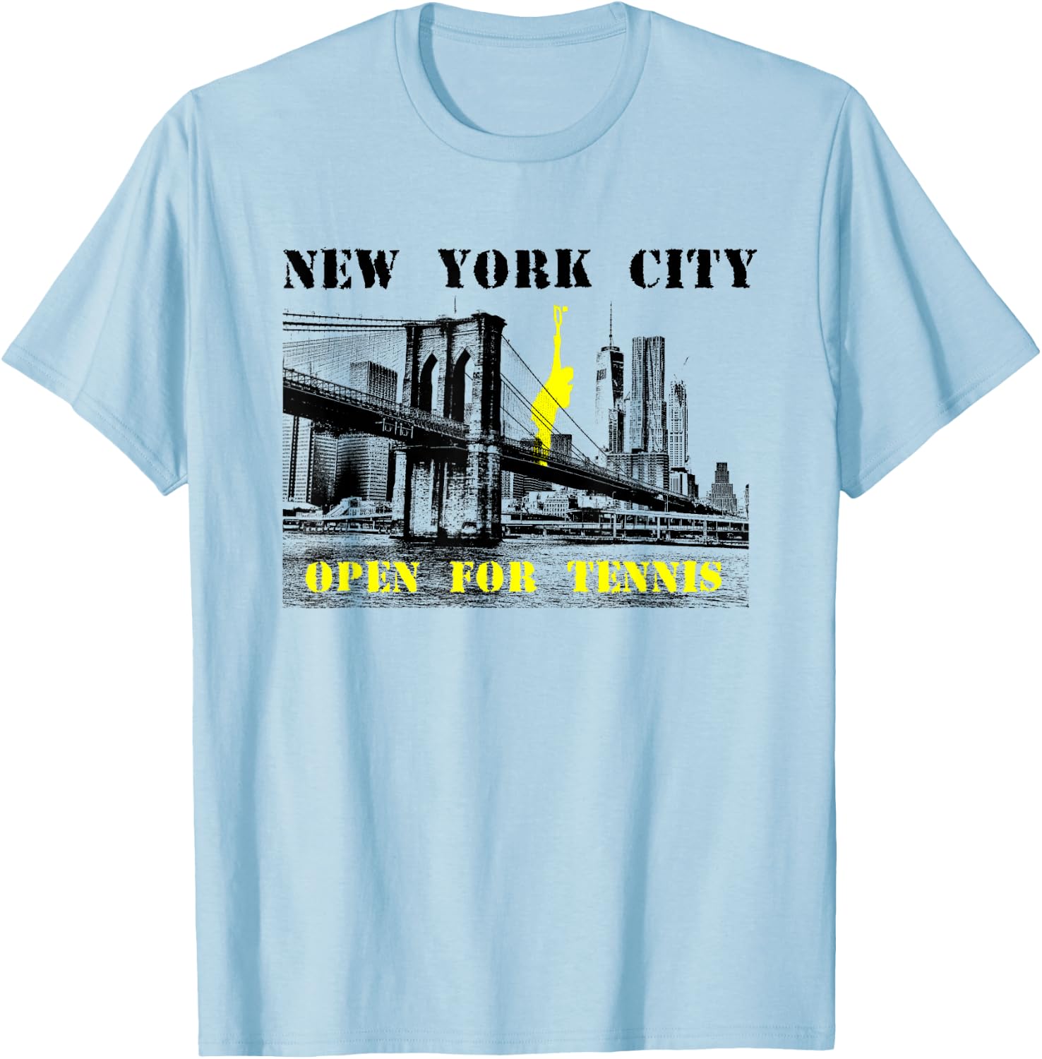 New York Open for Tennis | NYC Skyline Tennis T-Shirt - T-Shirt | Light Blue