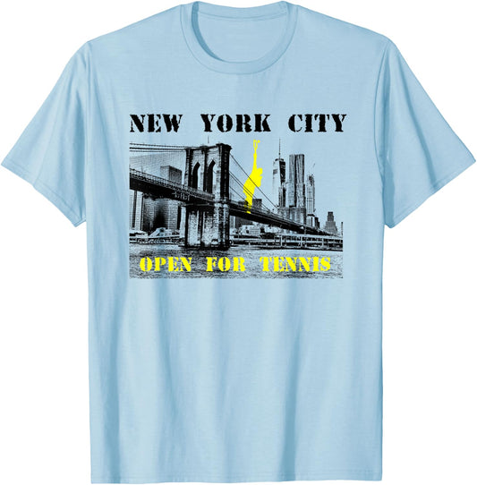 New York Open for Tennis | NYC Skyline Tennis T-Shirt - T-Shirt | Light Blue