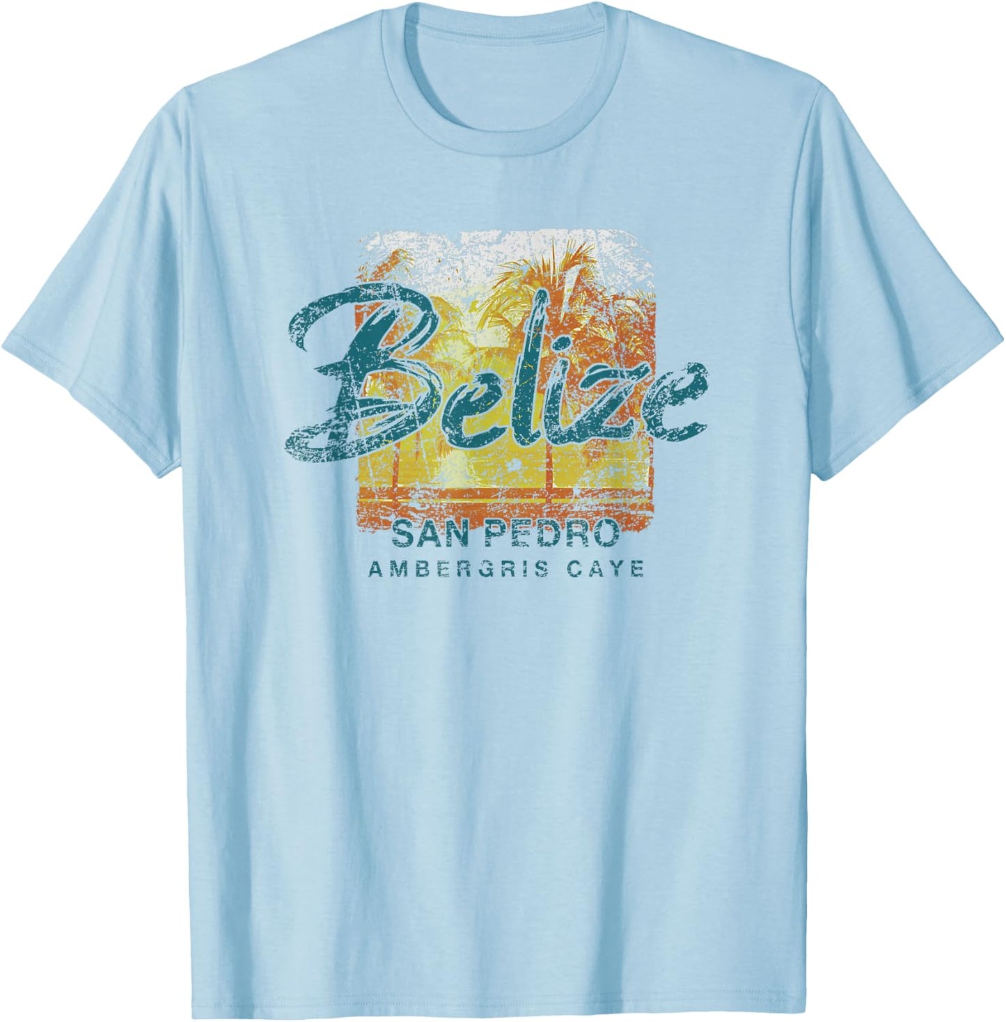 Belize Ambergris Caye San Pedro Vintage T-Shirt - T-Shirt | Light Blue