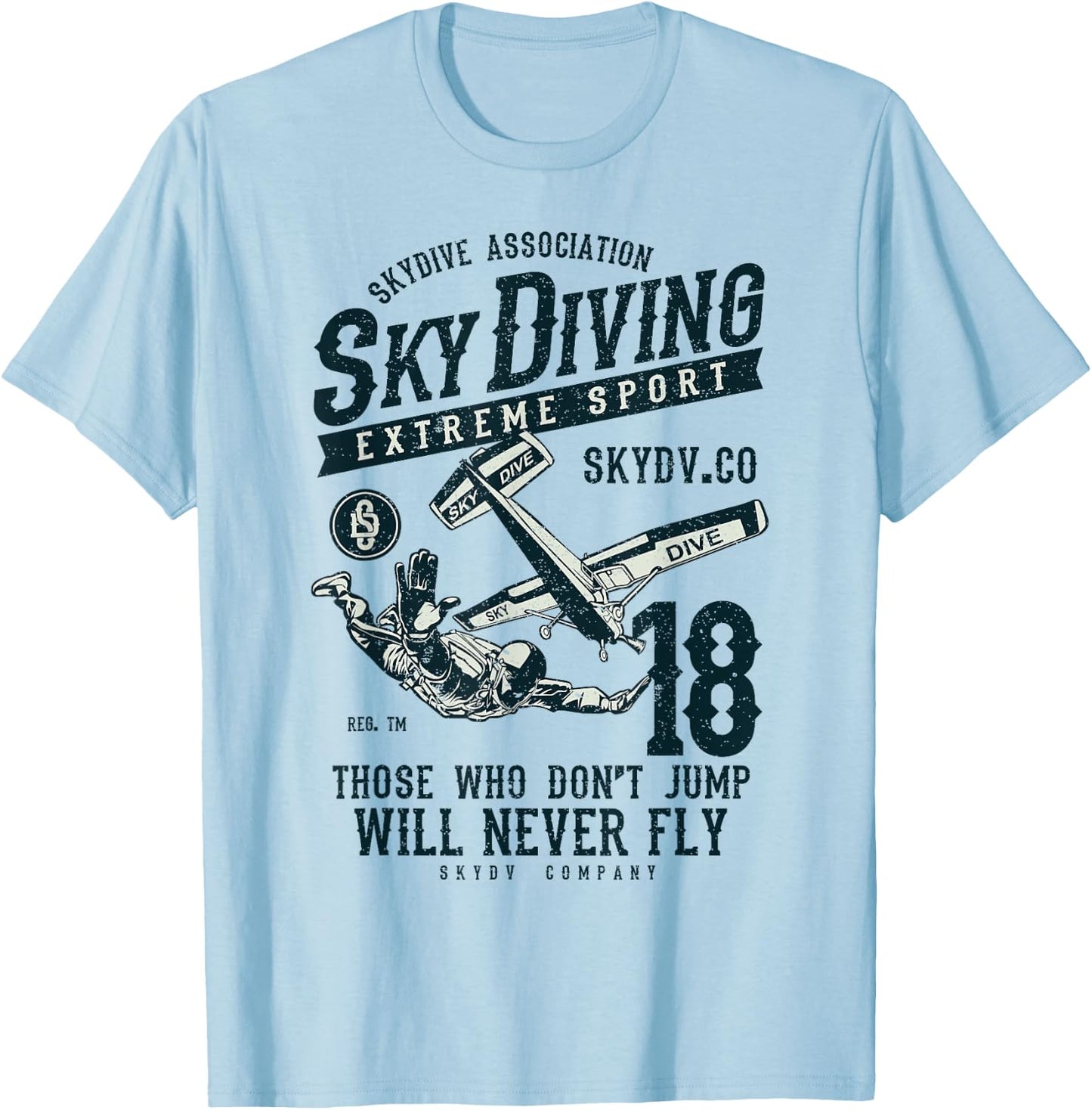 Skydiving T Parachuting Skydive Skydiver T-Shirt - T-Shirt | Light Blue