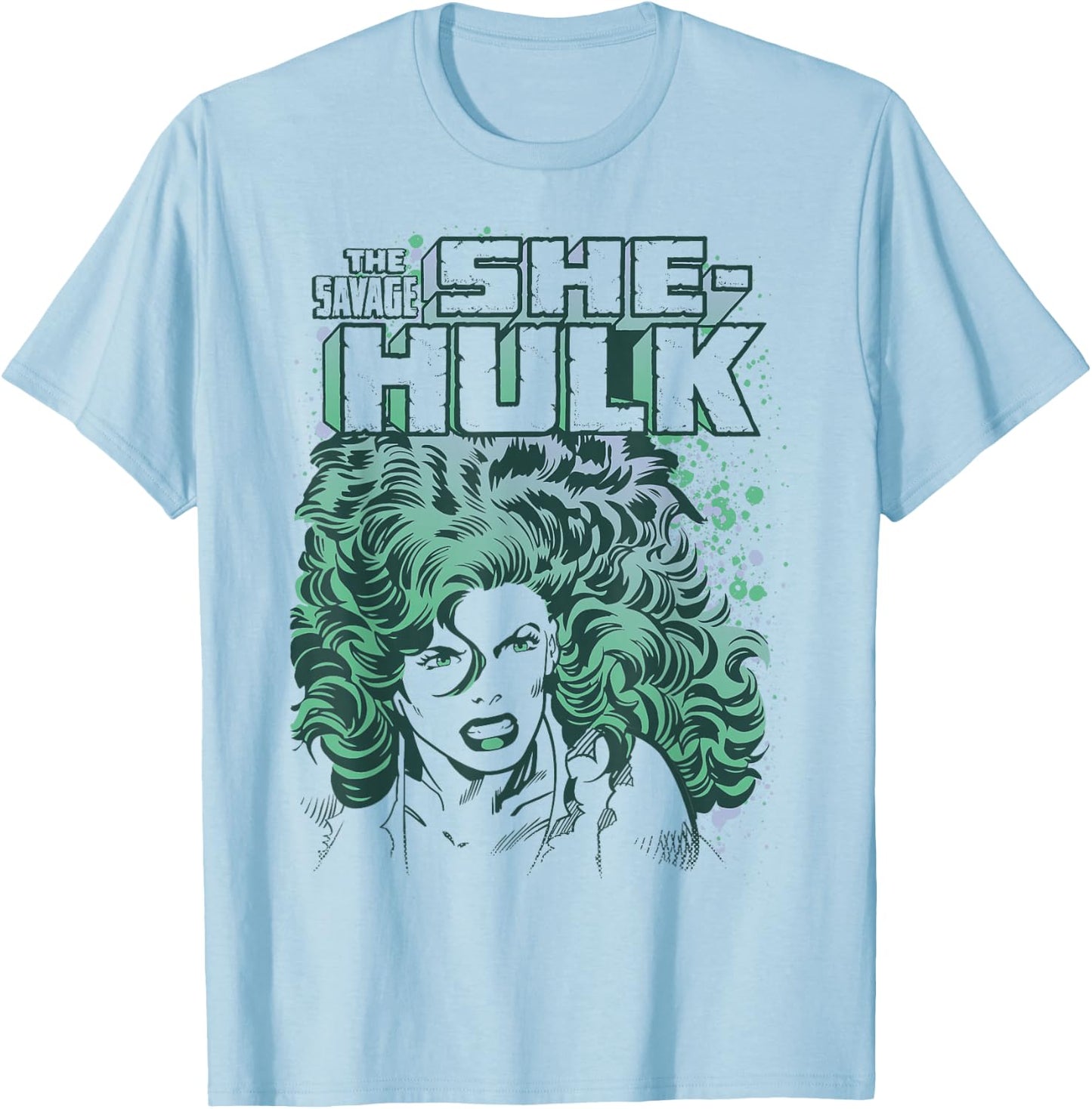 Marvel The Savage She-Hulk Colorful Retro Portrait T-Shirt - T-Shirt | Light Blue