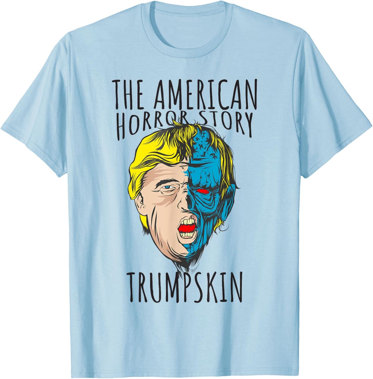 Scary Trumpskin American Horror Spooky Trump T-Shirt - T-Shirt | Light Blue
