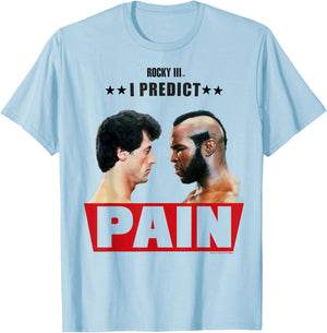Rocky 3 I Predict Pain Rocky and Clubber Face Off Portrait T-Shirt - T-Shirt | Light Blue