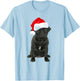 Cute Black Pug Santa Hat Funny Matching Christmas Fun Gift T-Shirt - T-Shirt | Light Blue